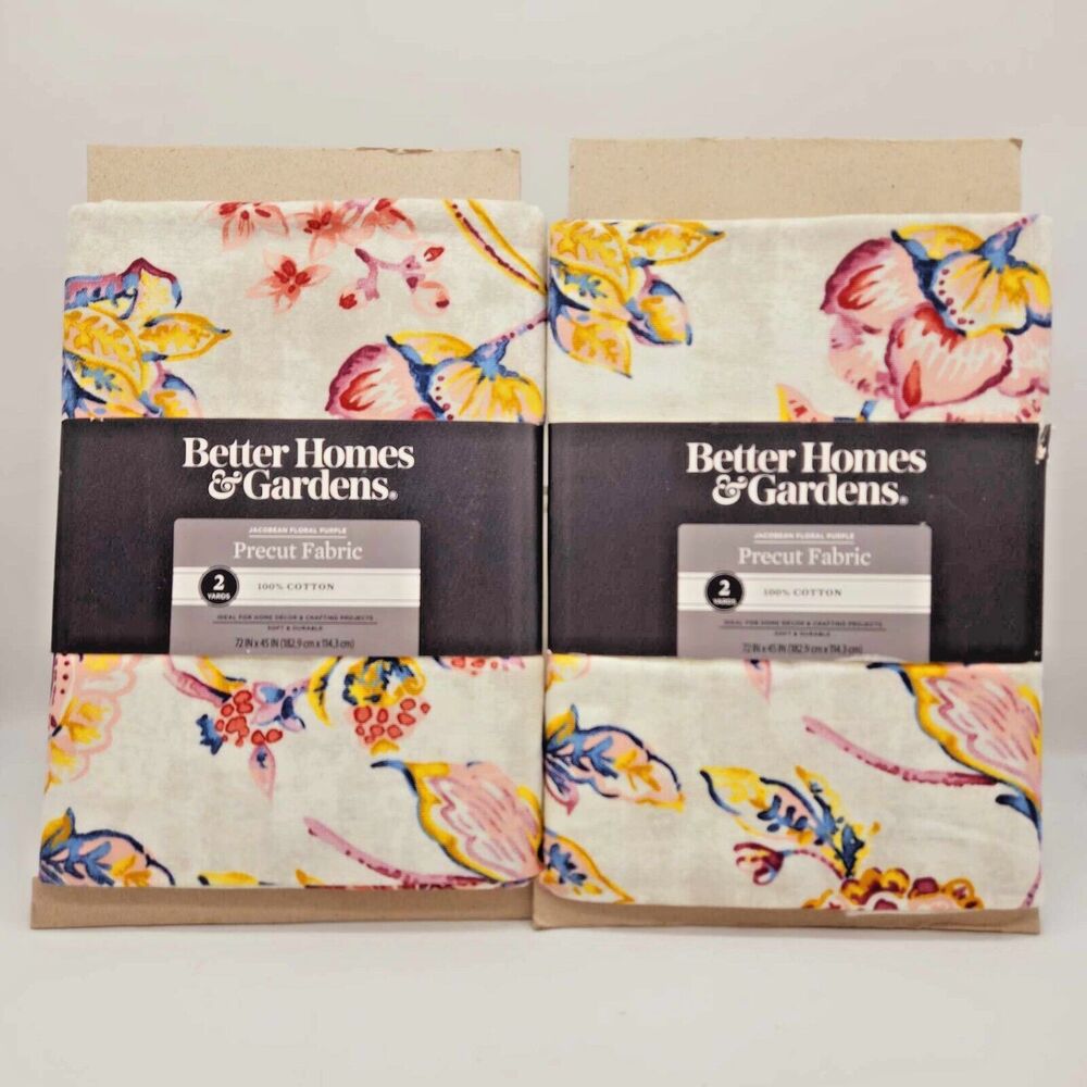 Better Homes & Gardens 2 Pack 2 Yds Precut Fabric Jacobean Floral Purple 72"x45"